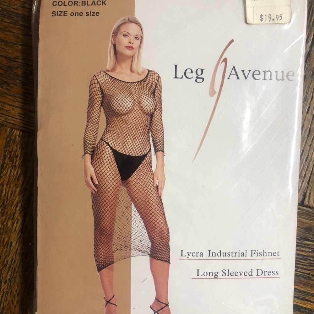 FISHNET DRESS, LONG SLEEVE, ONE SIZE, NEW IN PACK